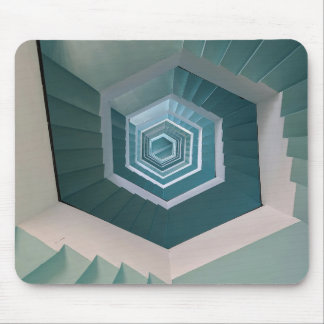 Empty Grey and White Concrete Spiral Stairs Mouse Pad
