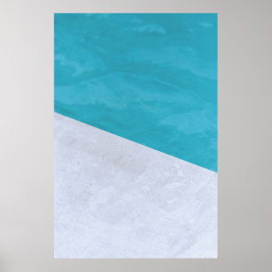 Empty grey floor beside pool poster