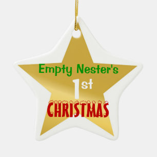 Empty Nest 1st Christmas Gold Star Ceramic Tree Decoration