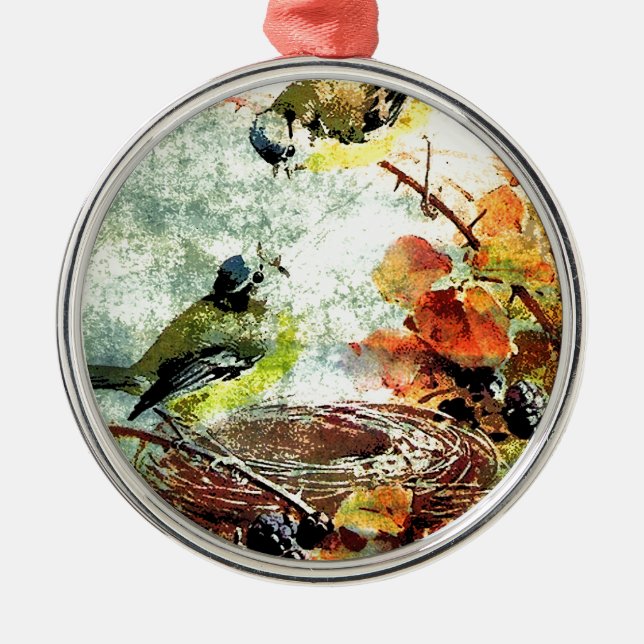 EMPTY NEST CHATTER METAL TREE DECORATION (Front)