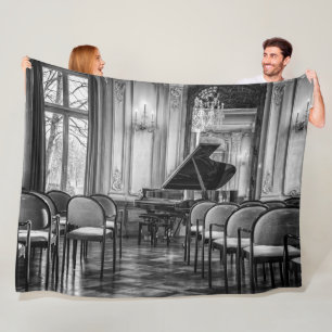 Empty Notes Black and White Music Photo Fleece Blanket