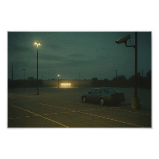 Empty Parking Lot at Night – Dreamcore Vibes Photo Print