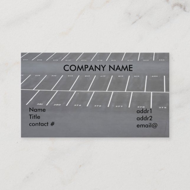 empty parking lot business card (Front)