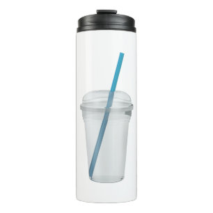 Empty plastic smoothie cup with a straw