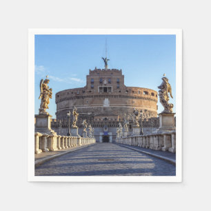 Empty Ponte Sant'Angelo at dawn - Rome, Italy Napkin