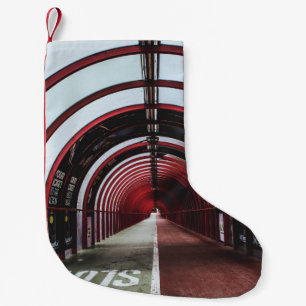 EMPTY RED AND WHITE GLASS TUNNEL SMALL CHRISTMAS STOCKING