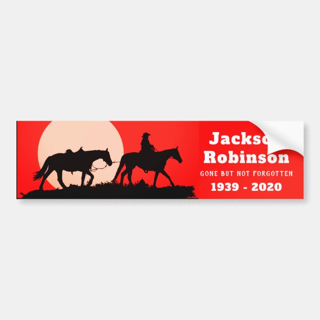 Empty Saddle Cowboy Remembrance Bumper Sticker (Front)