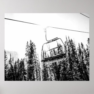 Empty Skilift // Black and White Winter Poster