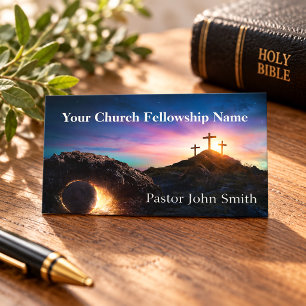 Empty Tomb Three Crosses Sunrise Church Pastor Business Card