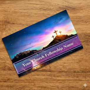 Empty Tomb Three Crosses Sunset Church Pastor Business Card