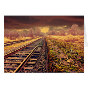 Empty Train Tracks Blank Card