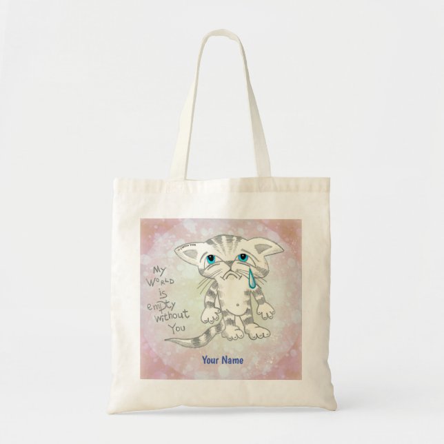 Empty World Sad Cat Tote Bag (Front)