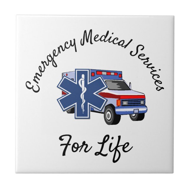 EMS Ambulance For Life    Ceramic Tile (Front)