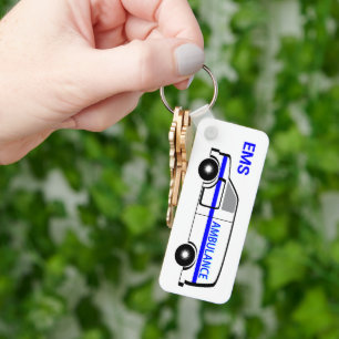 EMS Ambulance with Biblical Quote Key Ring