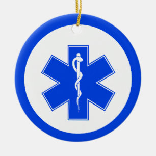 EMS Blue Star of Life Christmas Ornament
