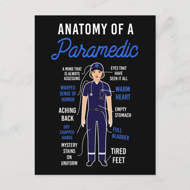 EMS Emergency Anatomy Of An Paramedic Holiday Postcard (Front)