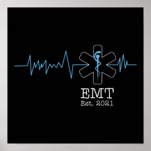 EMS Emergency Emt Est. 2021 Student Graduation Poster