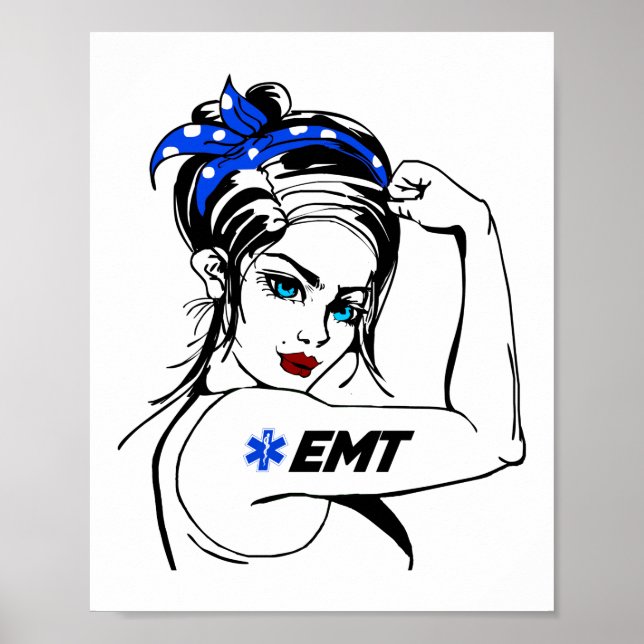 EMS Emergency EMT Rosie The Riveter Poster (Front)
