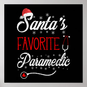 EMS Emergency Santa's Favourite Paramedic Christma Poster