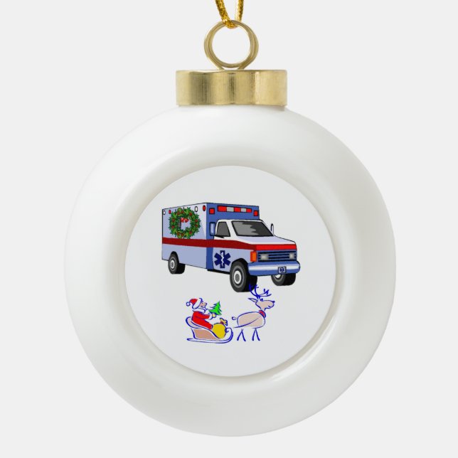 EMS EMT Paramedic Holidays Ceramic Ball Christmas Ornament (Front)