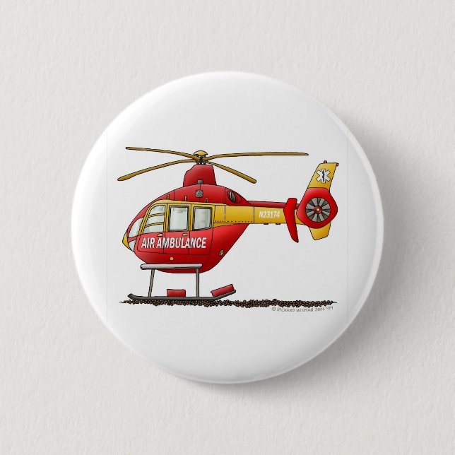 EMS EMT Rescue Medical Helicopter Ambulance 6 Cm Round Badge (Front)