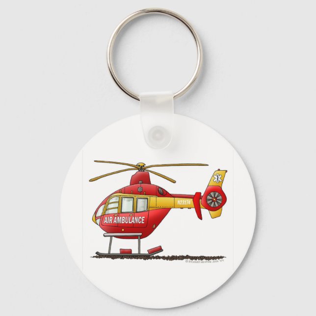 EMS EMT Rescue Medical Helicopter Ambulance Key Ring (Front)