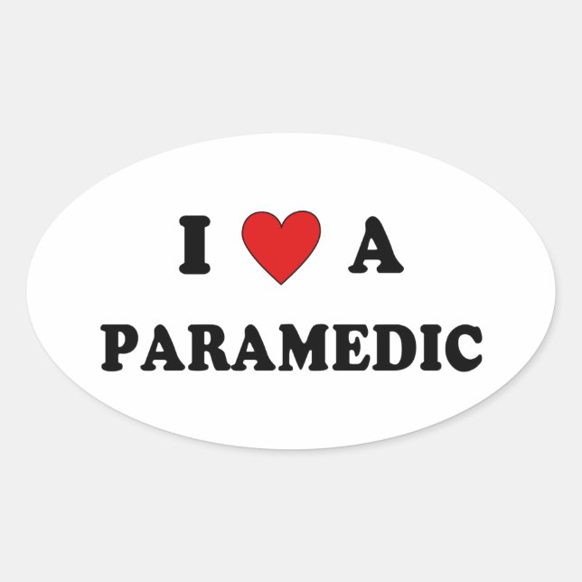 EMS I Love A Paramedic Oval Sticker (Front)