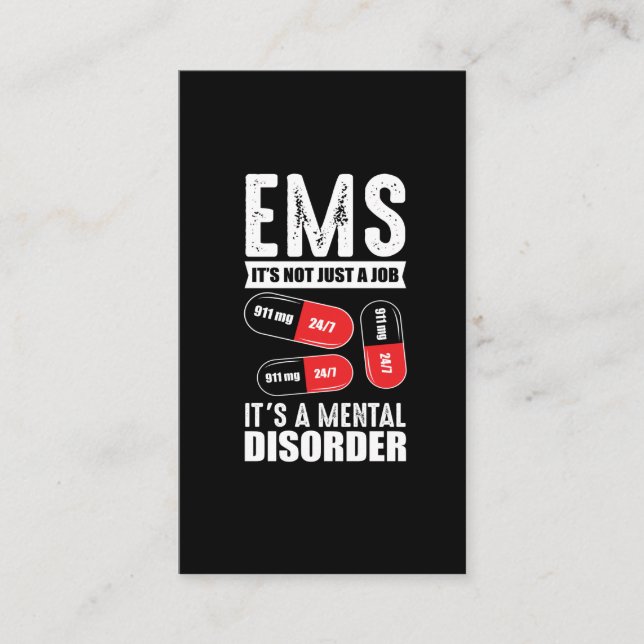 EMS Mental Disorder Awareness ambulance paramedic Business Card (Front)