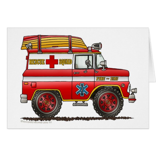 EMS Rescue Van Ambulance Fire Truck (Front Horizontal)