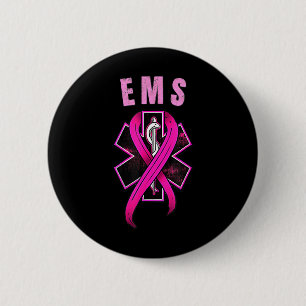 EMS Symbol For A Cure Breast Cancer Awareness Pink 6 Cm Round Badge