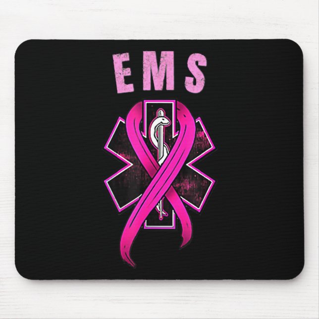 EMS Symbol For A Cure Breast Cancer Awareness Pink Mouse Pad (Front)