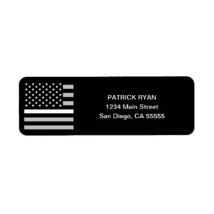 EMS Thin White Line American Flag Return Address Return Address Label