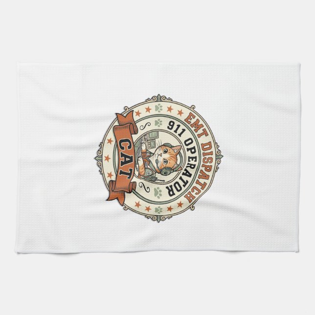 EMT Dispatch 911 Operator Cat EMT Dispatch 911 Ope Tea Towel (Horizontal)