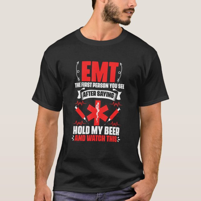 EMT   Emergency Medical Technician Ambulance EMT P T-Shirt (Front)