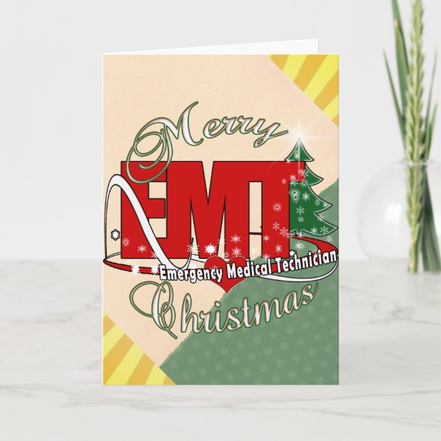 EMT Emergency Medical Technician CHRISTMAS Holiday Card (Front)