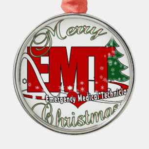 EMT Emergency Medical Technician CHRISTMAS Metal Ornament