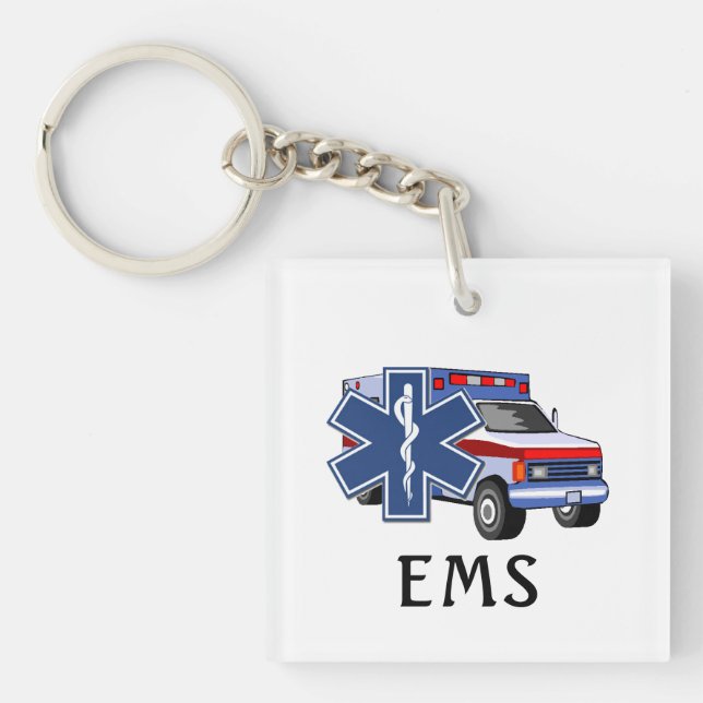 EMT EMS Ambulance    Key Ring (Front)