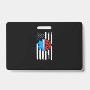 Emt Firefighter American Flag Distressed.Png ID Badge