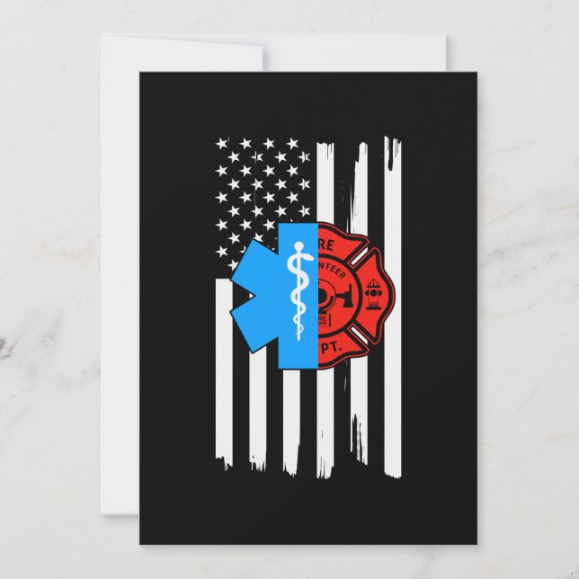 Emt Firefighter American Flag Distressed.Png Save The Date (Front)