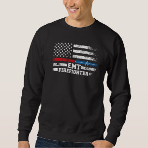 Emt Firefighter American Flag Proud Firefighter Em Sweatshirt