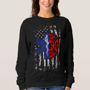 EMT Firefighter Firefighter EMT American Flag Gift Sweatshirt