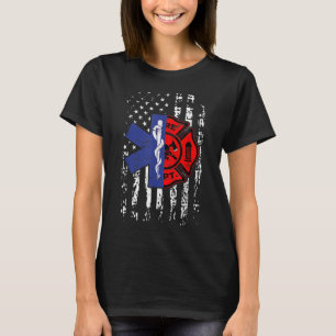 EMT Firefighter Firefighter EMT American Flag Gift T-Shirt