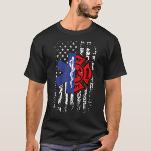 EMT Firefighter Firefighter EMT American Flag Gift T-Shirt