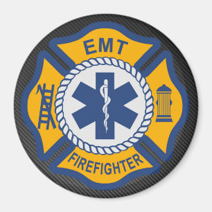 EMT Firefighter Round Magnet