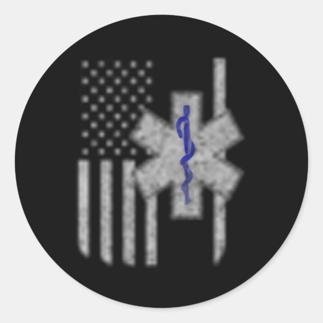 Emt First Responder Flag Or Two Sided Classic Round Sticker (Front)