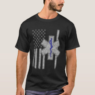 Emt First Responder Flag Or Two Sided T-Shirt