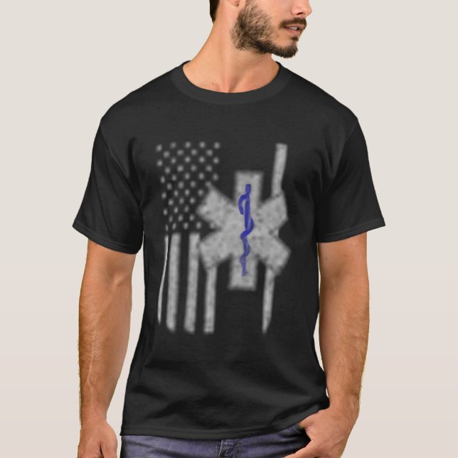 Emt First Responder Flag Or Two Sided T-Shirt (Front)