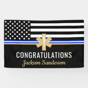EMT First Responder White Line Flag EMS Retirement Banner