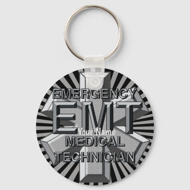 EMT Grey Logo  keychain (Front)