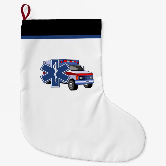 EMT Paramedic EMS Ambulance Large Christmas Stocking (Front)